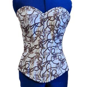 White overbust corset with pale purple octopuses size 8